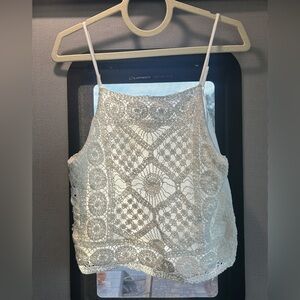 Love on a Hanger Cream Lace Camisole/Crop Top